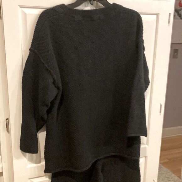 Revolve Free People Beach Hailee Set Black Waffle Knit Thermal Loungewear Medium - Picture 8 of 15